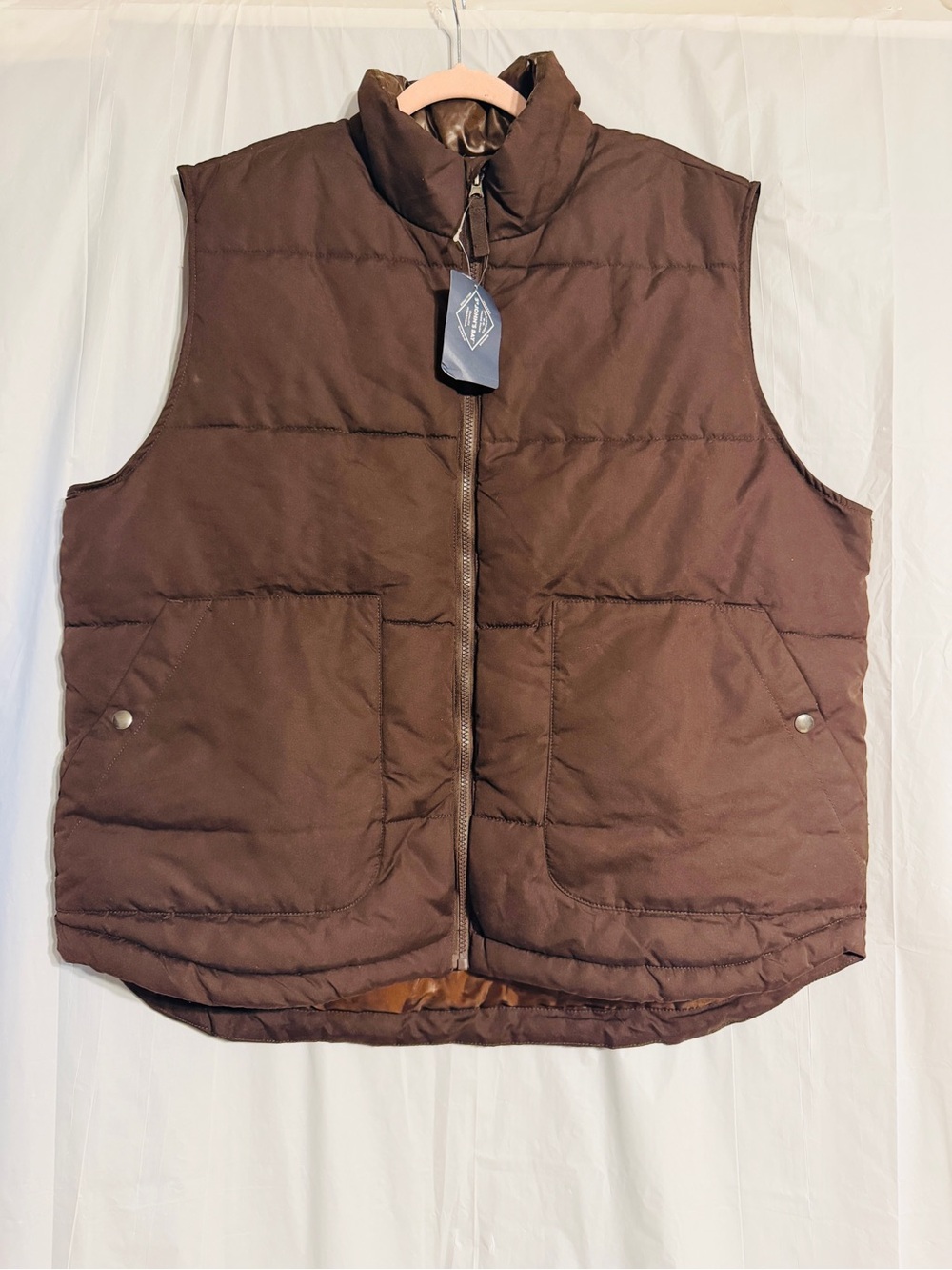 St. John’s Bay Men’s XL Brown Puffer Vest Full Zip NWT Quilted